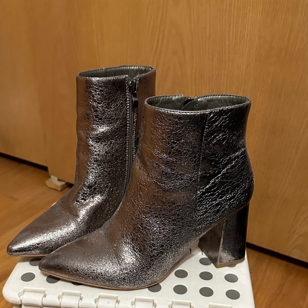 Lulu's Shimmering Silver Ankle Booties